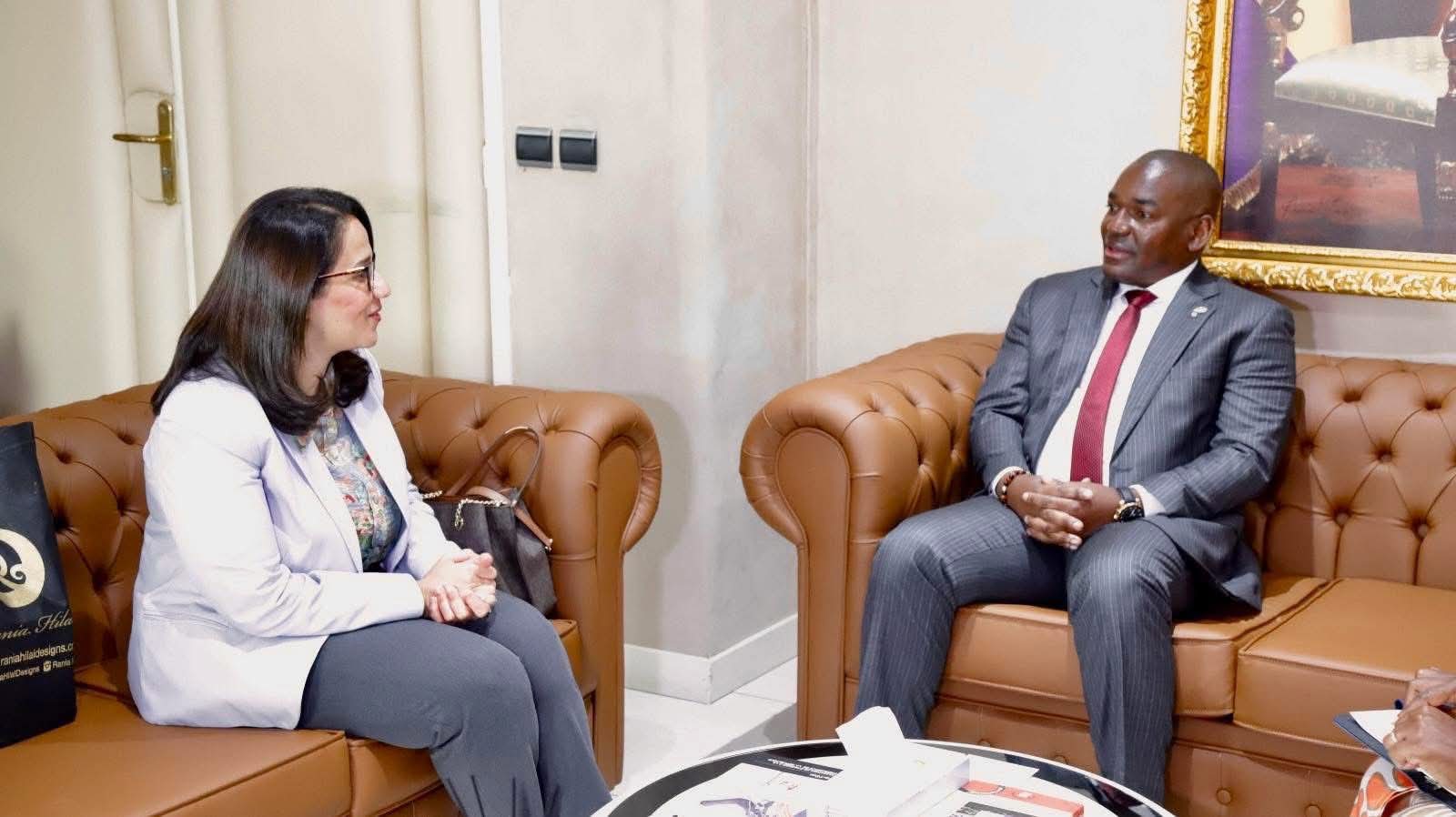 لقاء السفيرة المصرية مع وزير النقل والتجارة البحرية واللوجستيات الجابوني