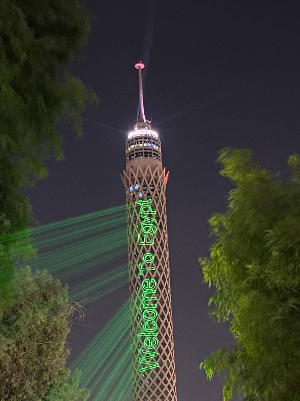 تم التنسيق مع مسئولى برج القاهرة لإنارته اليوم الجمعة بعبارتى مرحباً بكم في مصر وWelcome to Egypt