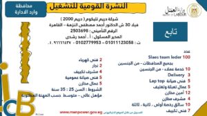 4202 فرصة عمل جديدة في 53 شركة بـ 14 محافظة