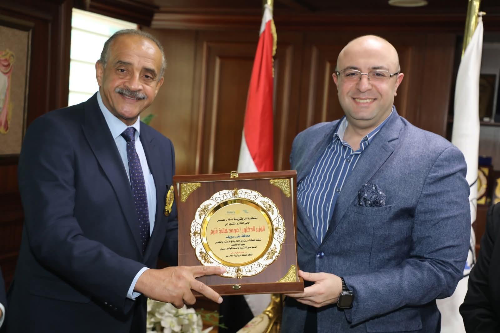 محافظ بني سويف يلتقي محافظ المنطقة الروتارية _مصر 2451_ لبحث وتنفيذ مبادرات نوعية في مجالات خدمية وتنموية 