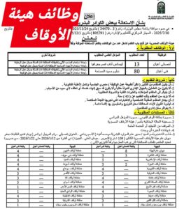 وظائف هيئة الأوقاف المصرية للمؤهلات العليا والمتوسطة