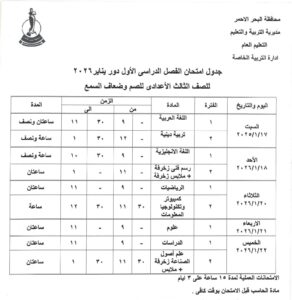 تعليم البحر الأحمر يُعلن جاهزيته لانطلاق امتحانات الفصل الدراسي الأول للشهادة الإعدادية السبت المقبل