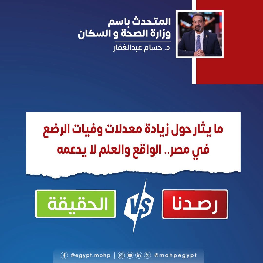 متحدث الصحة حقيقة ما يثار حول زيادة معدلات وفيات الرضع في مصر