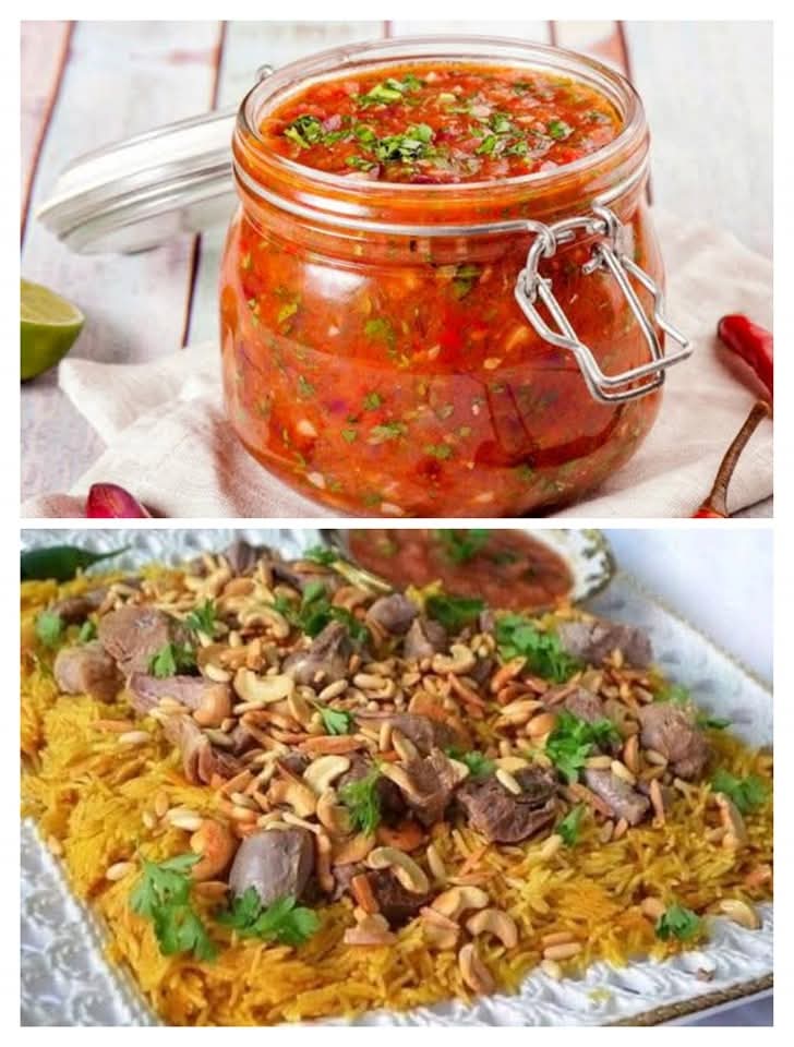 مطبخ الكنانة كبسة اللحم مع صلصة الدقوس