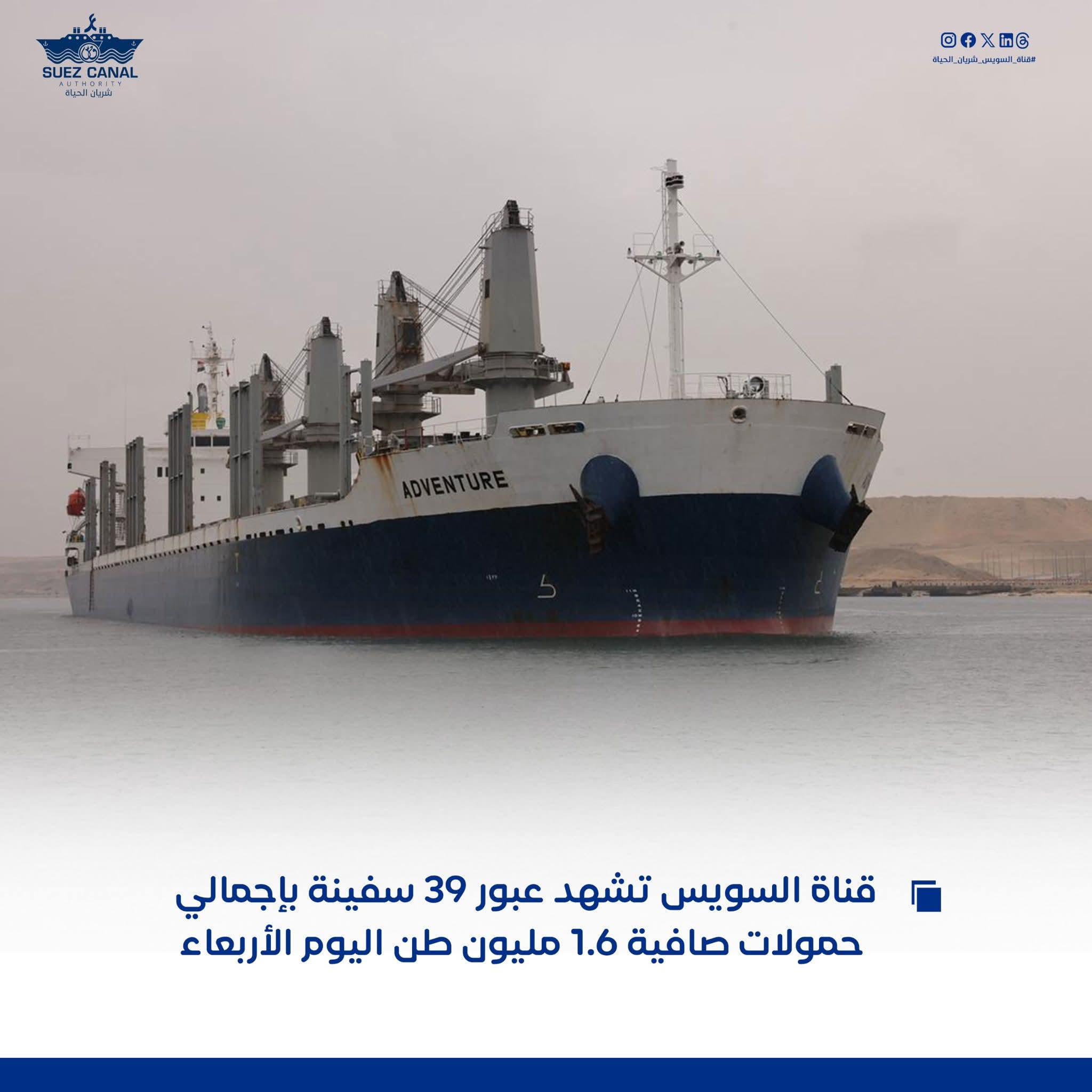 الفريق أسامة ربيع:" حركة الملاحة بالقناة منتظمة وتدابير للتعامل مع سوء الأحوال الجوية"