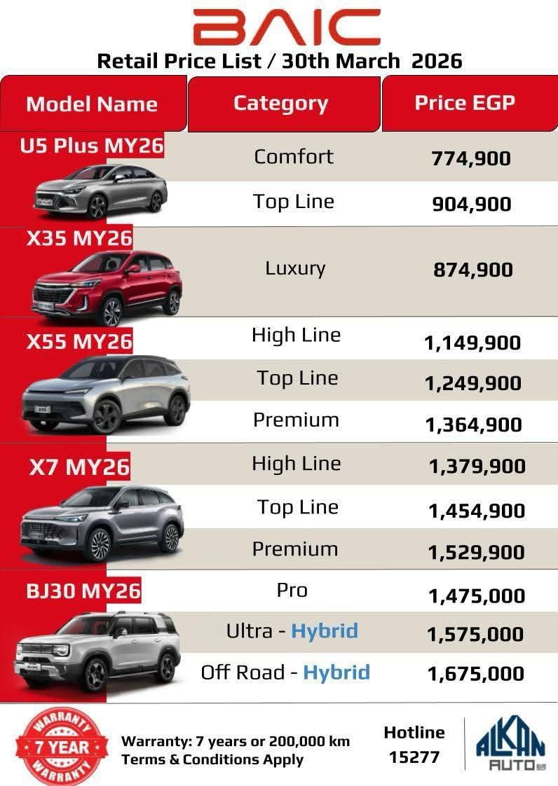  قوائم أسعار سيارات رسمية رفعت سعرها من آخر مارس 2026