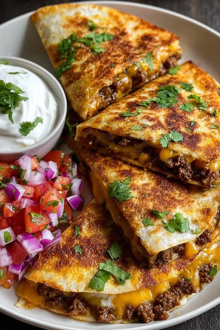 مطبخ الكنانة كاساديا اللحم المفروم بالجبن