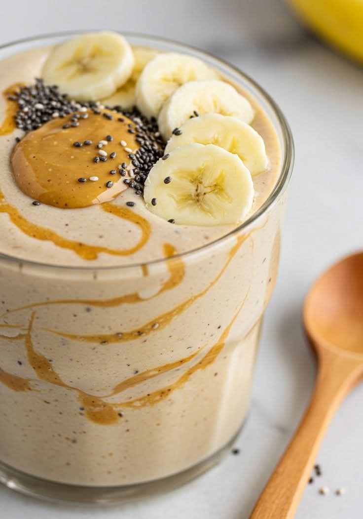 مطبخ الكنانة سموثي الموز بزبدة الفول السوداني وبذور الشيا