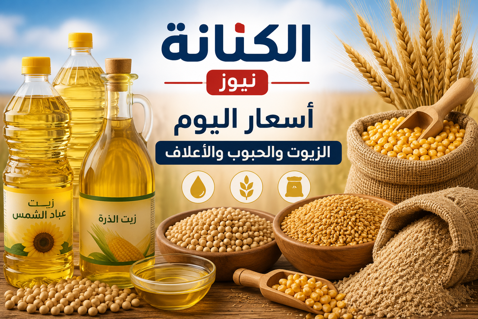 تعرف على أسعار الزيوت والأعلاف والحبوب اليوم. ارتفاع زيت الذرة وعباد الشمس والردة وتراجع الصويا