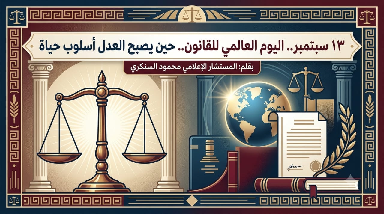 محمود السنكري يكتب:13 سبتمبر.. اليوم العالمي للقانون..حين يصبح العدل أسلوب حياة