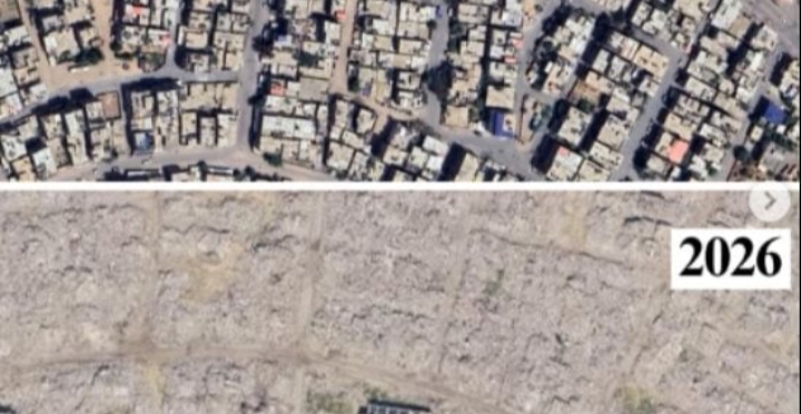 صورة فضائية نشرتها النجمة  جولي للعالم:عن   حجم الدمار في غزة